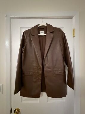 Abercrombie & Fitch Chocolate Brown Faux Leather Blazer